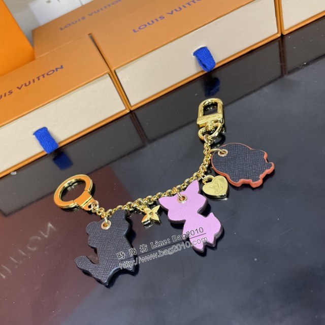 lv路易威登專櫃2022新款ANIMAL FAMILY包飾與鑰匙扣 lv浣熊狐狸企鵝形象皮革掛飾 M68997 ydh4793